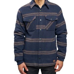 Jachs Navy and Tan Striped Shirt Jacket